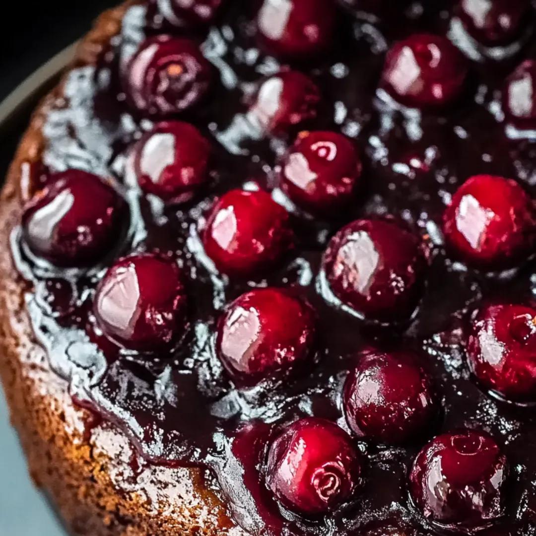 A close up of a cake with cherries on top.