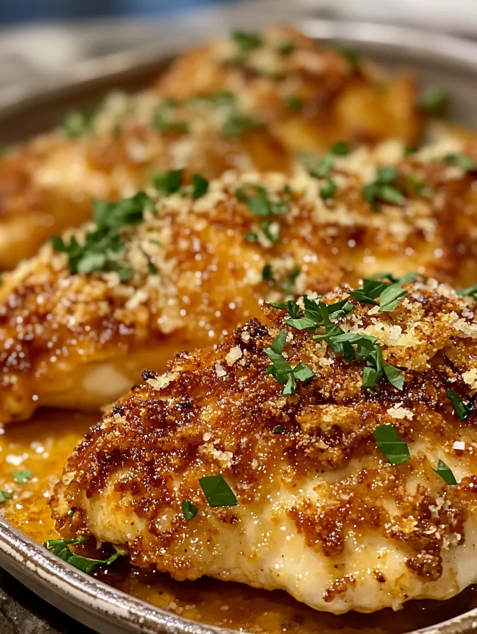 A dish of chicken covered in Parmesan cheese.