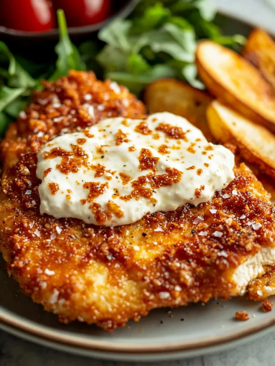 Un plato de pollo con queso feta y miel.