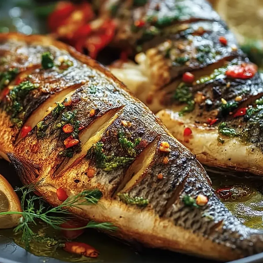 Pescado asado con un toque cítrico.
