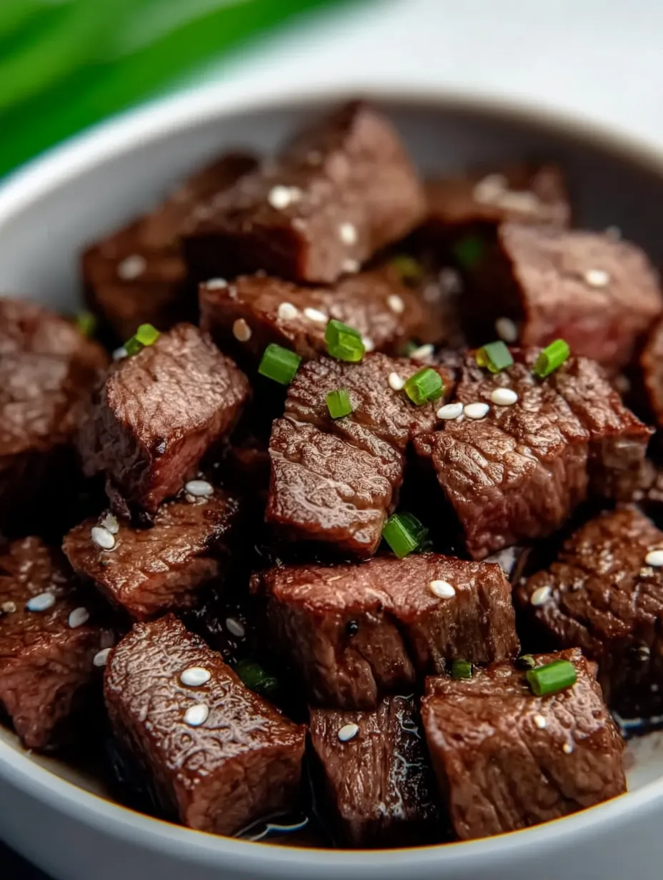 Un tazón de carne con cebollín.