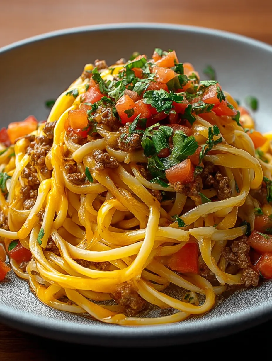 Un plato de espaguetis con carne y tomates.