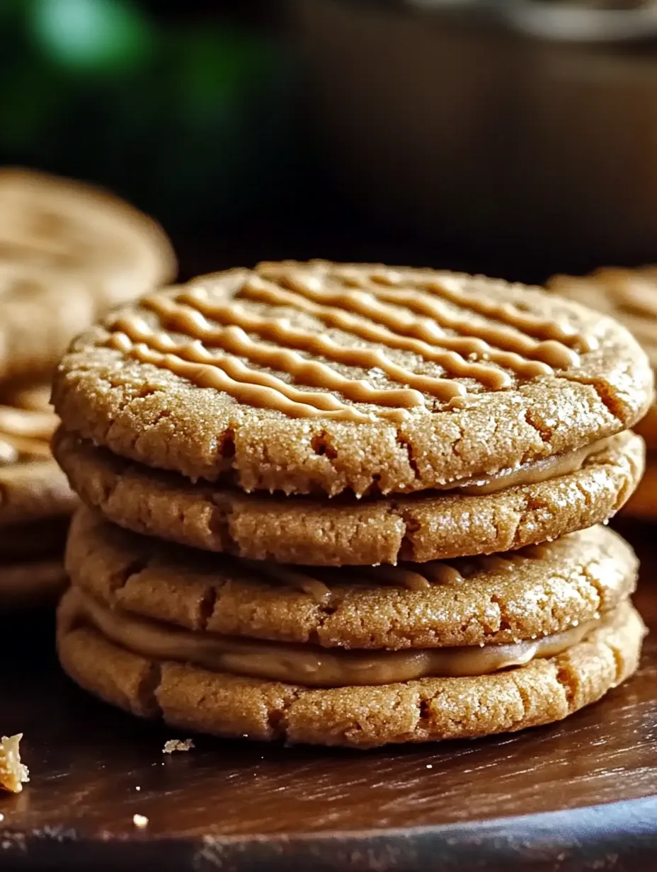 Un montón de galletas sándwich de mantequilla de cacahuete.