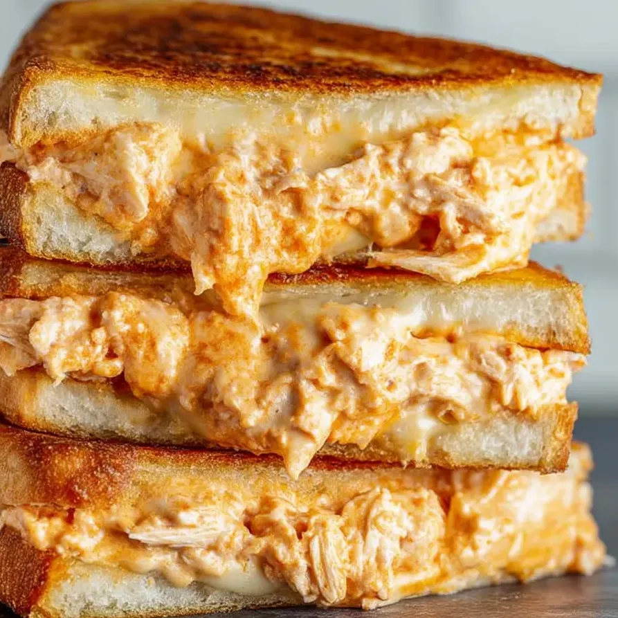 Tres piezas de queso a la plancha con salsa de pollo buffalo.