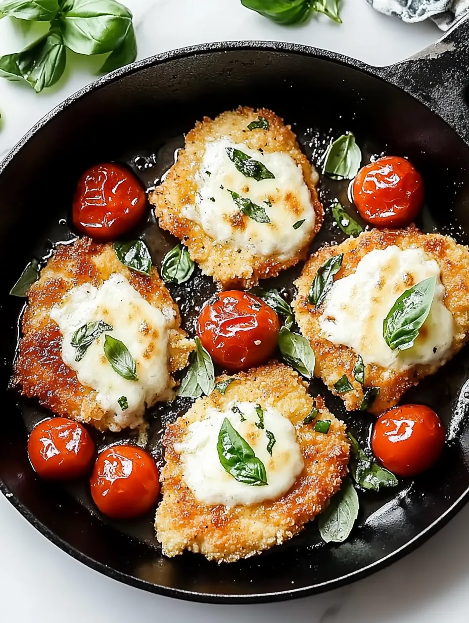 Una bandeja de milanesas de pollo con albahaca estilo italiano.