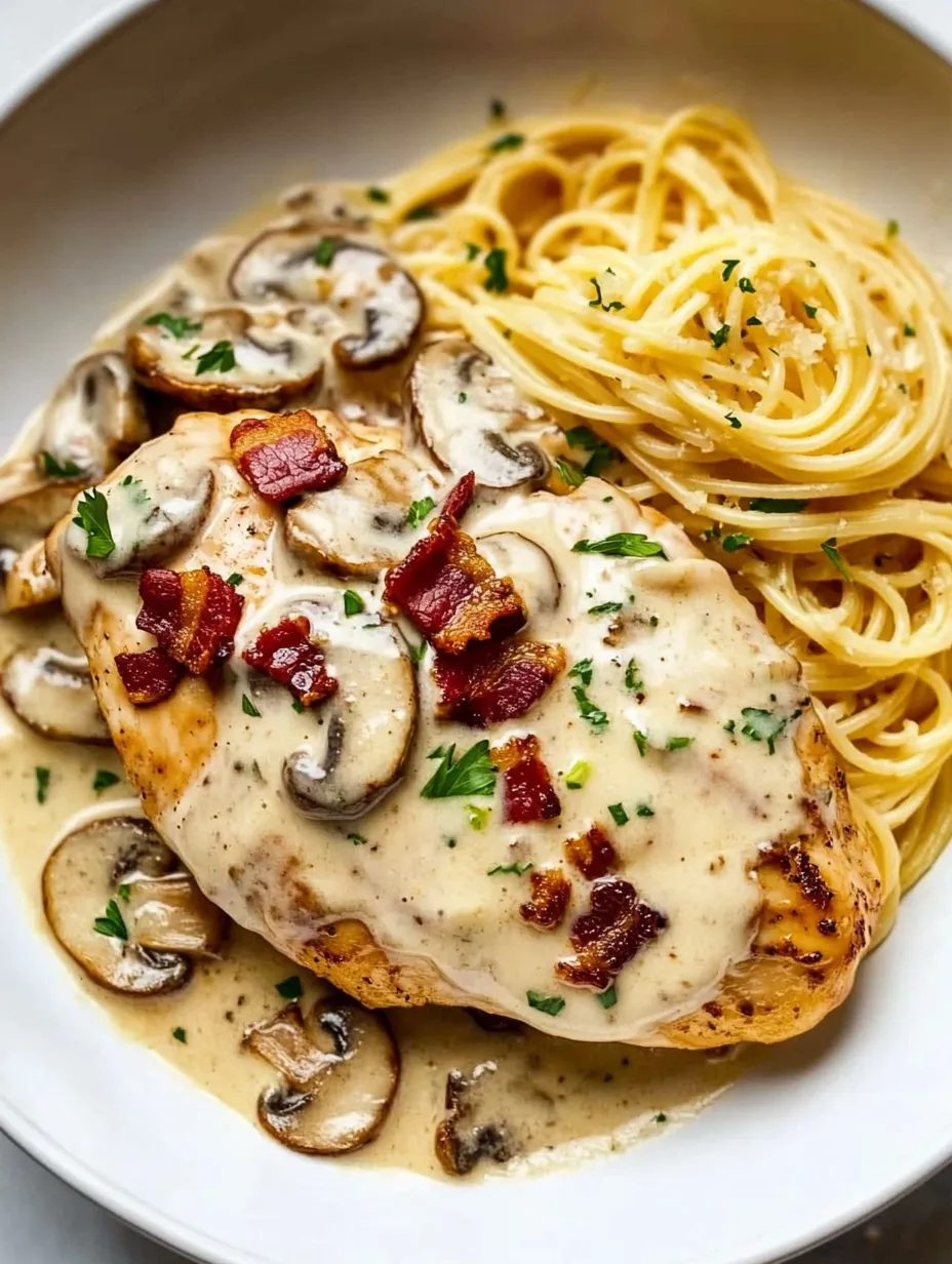 Un plato de pollo con champiñones y carne.