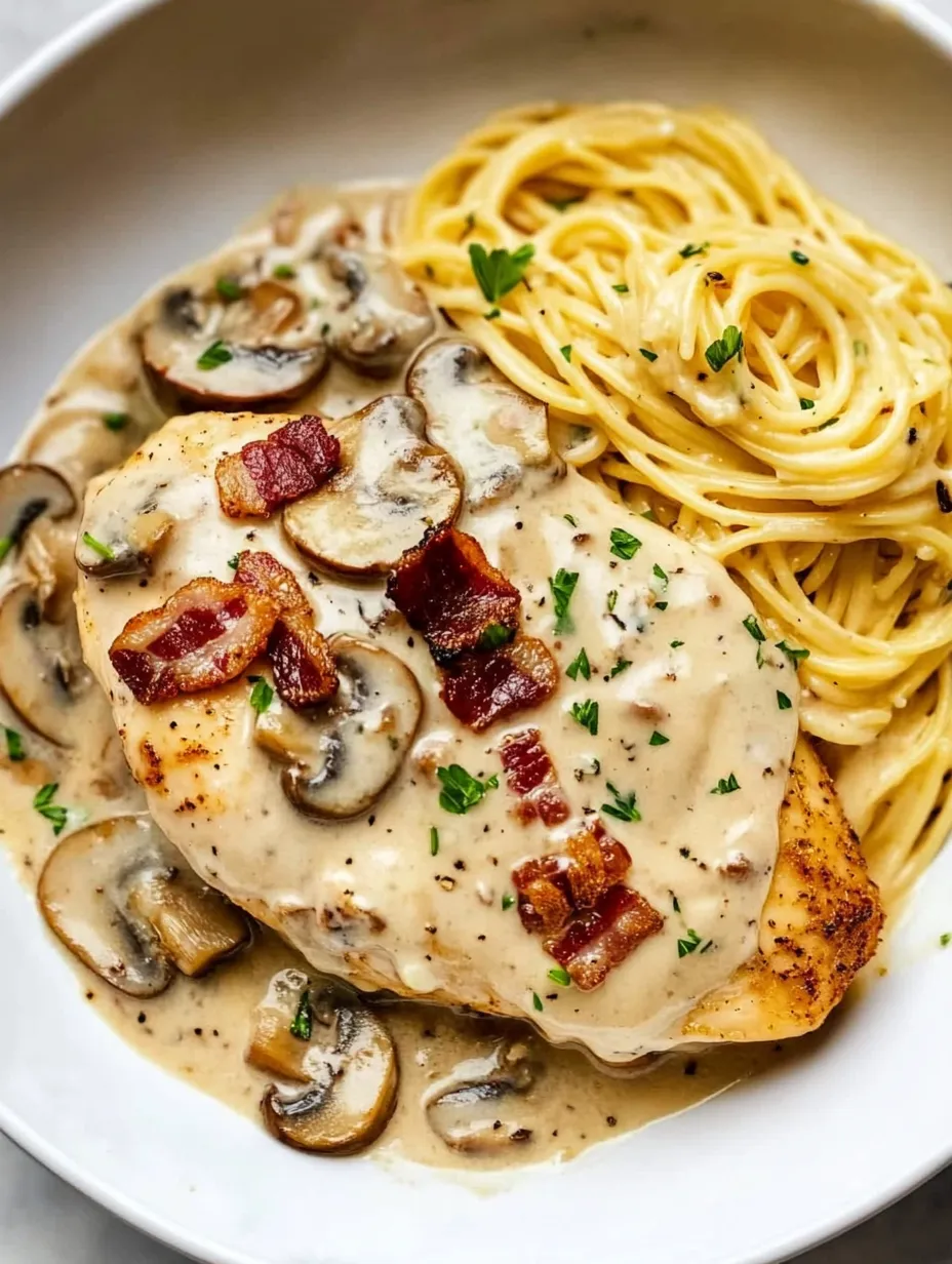 Un plato de pollo con champiñones y carne.