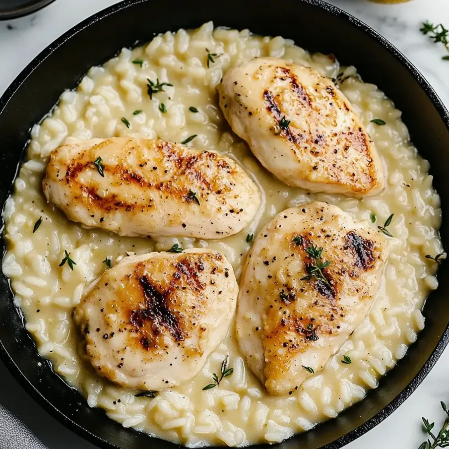 Un plato de pollo con arroz y queso parmesano.