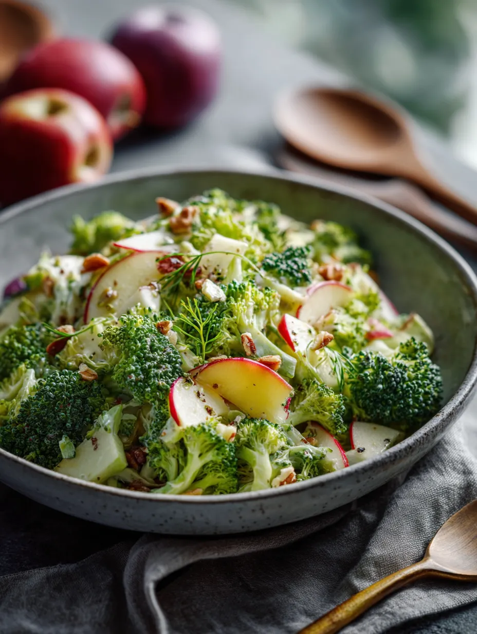 Un bol de ensalada waldorf de brócoli.
