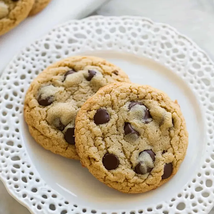 Dos galletas de chocolate con harina de almendra sobre un plato blanco.