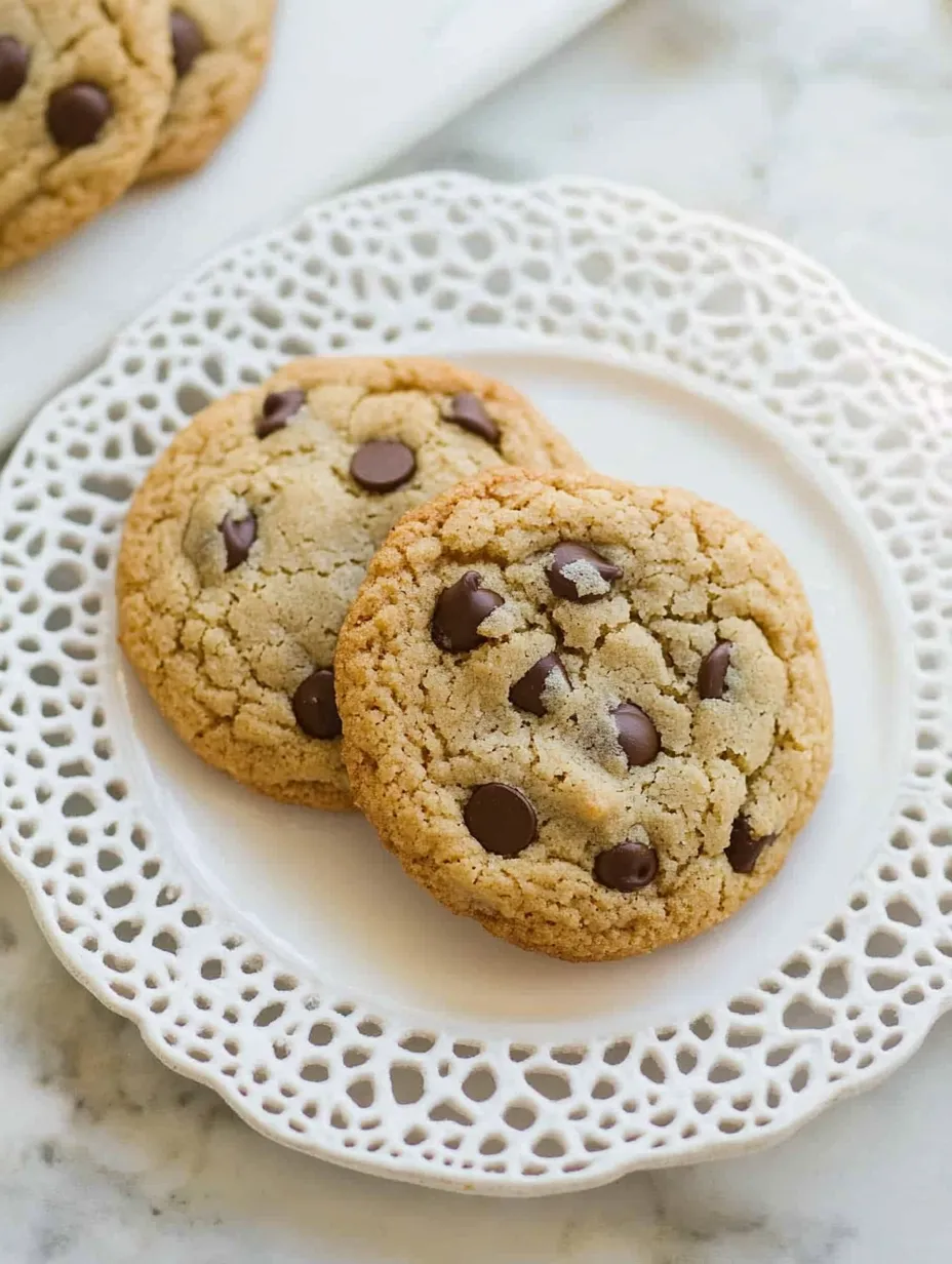 Dos galletas de harina de almendra con chips de chocolate en un plato.
