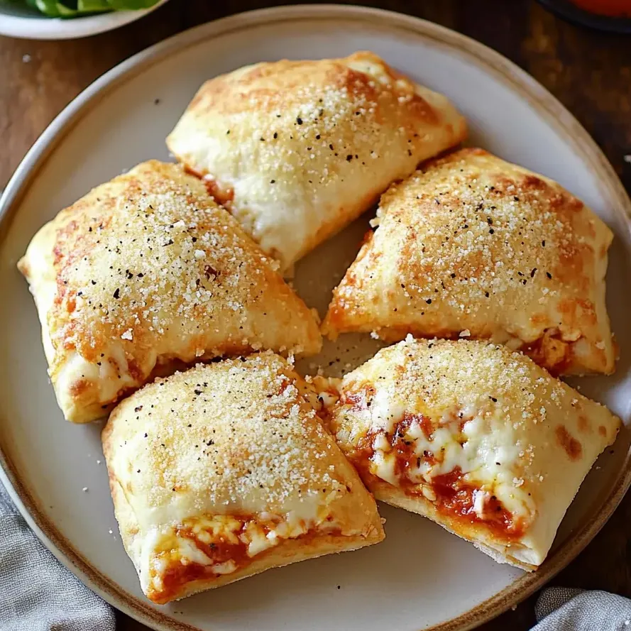 Un plato de bolsillos de pollo con queso.