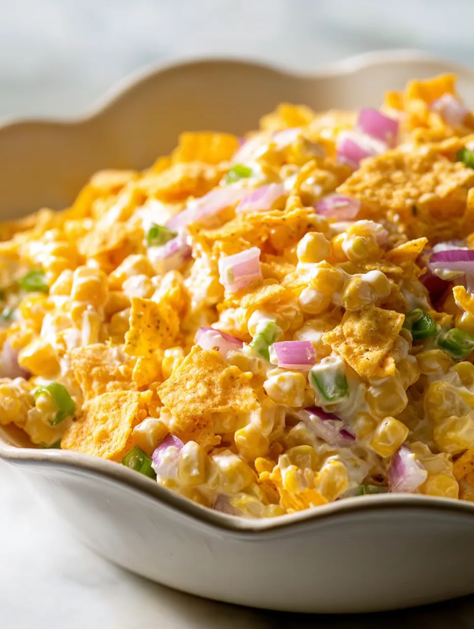 Un tazón de ensalada de maíz con Fritos.