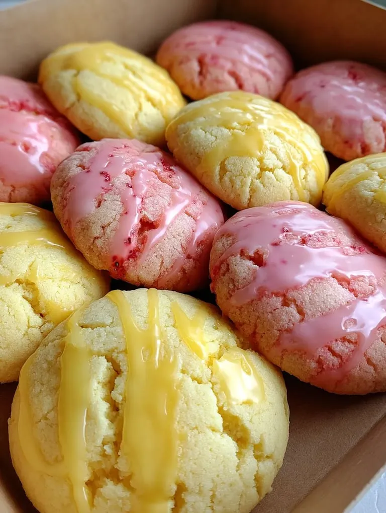 Una caja de galletas de limón y fresa.
