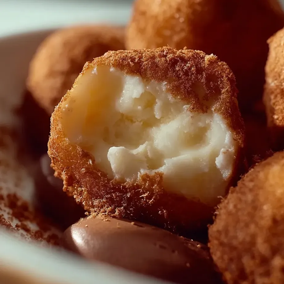 Un plato de bocaditos de mochi con leche.