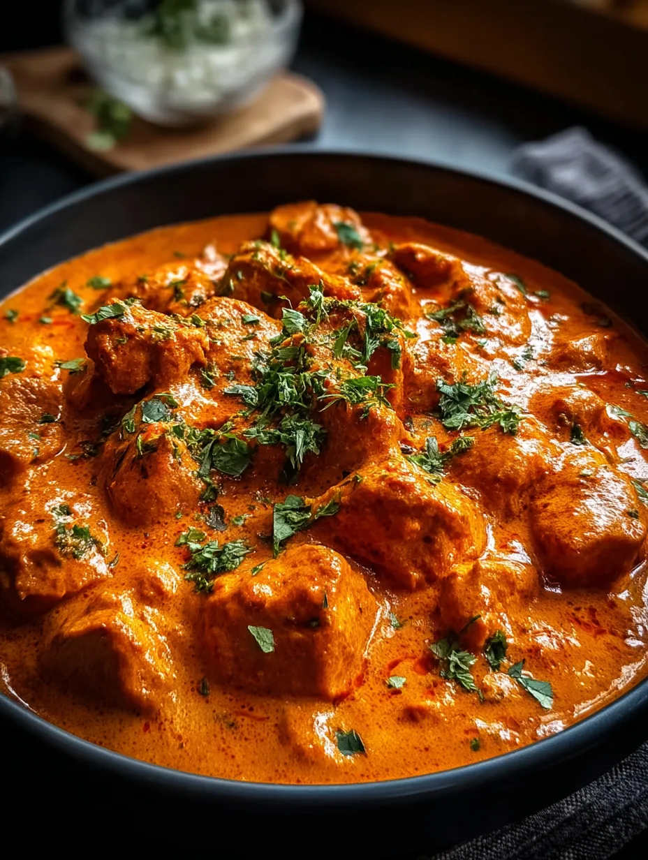 Un plato de pollo tikka masala.
