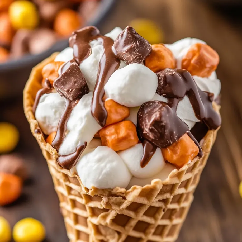 Un delicioso Cono Fogata Reeses derretido.