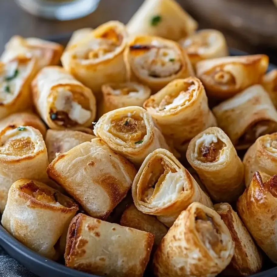 Un bol de bocaditos de tortilla con queso crema.