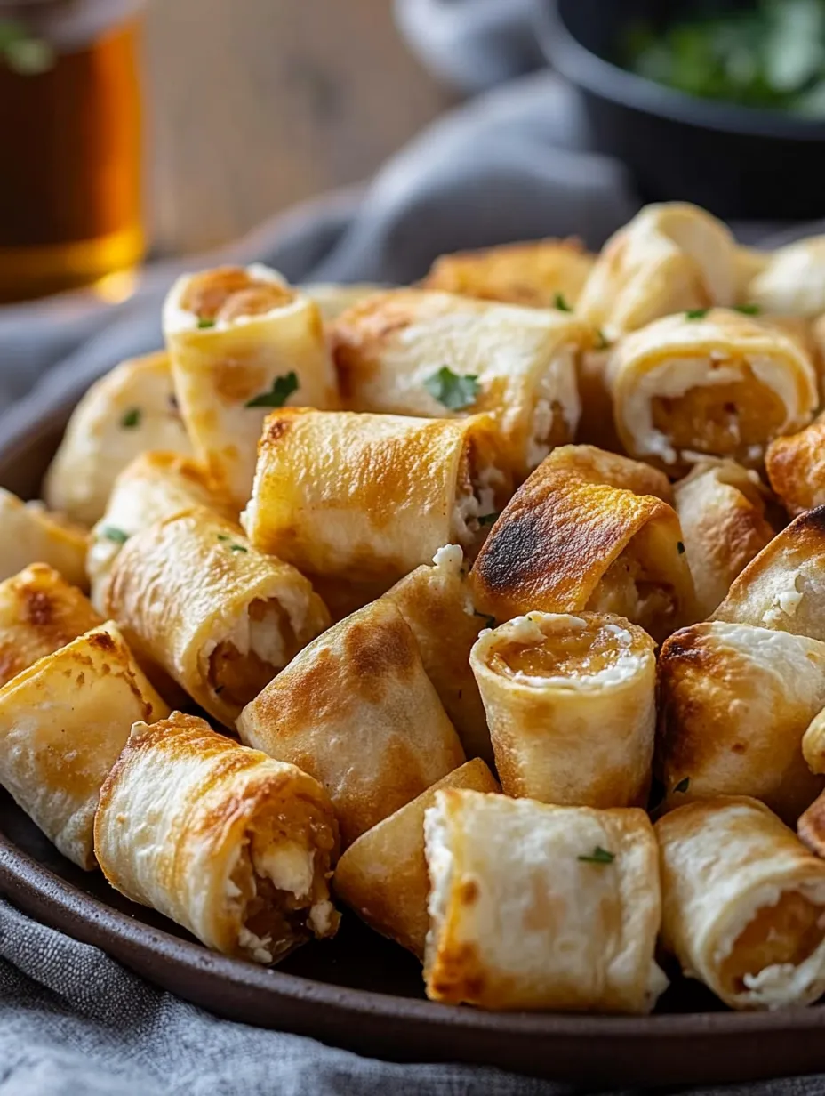 Un plato de bocaditos de tortilla con queso crema.