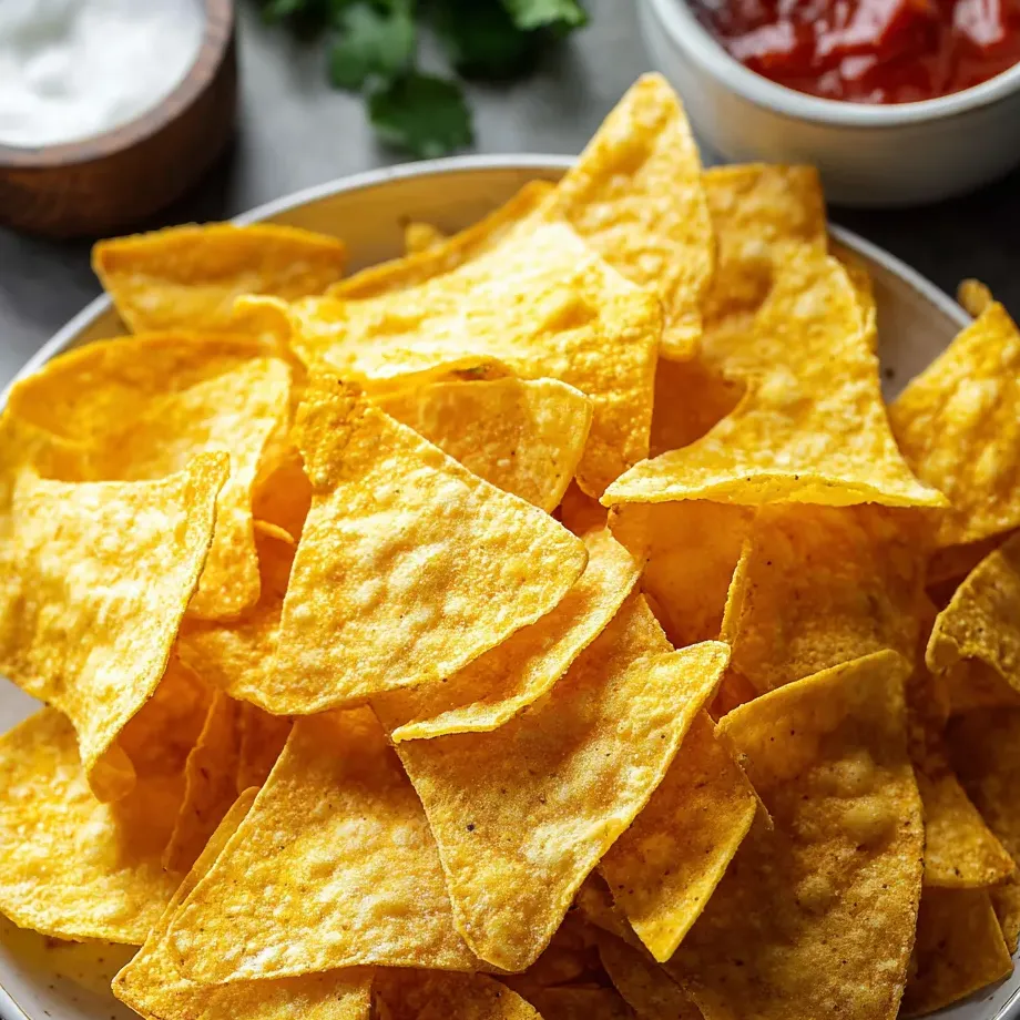 Un tazón con chips y salsa de tomate al lado.
