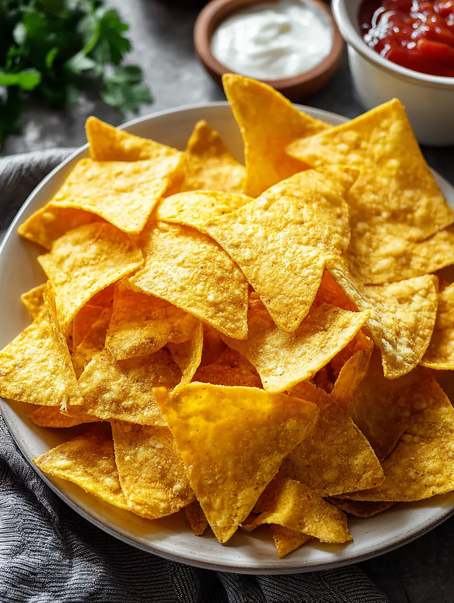 Un plato lleno de chips de tortilla.
