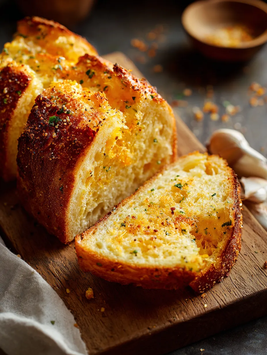 Rebanada de pan con queso y hierbas.