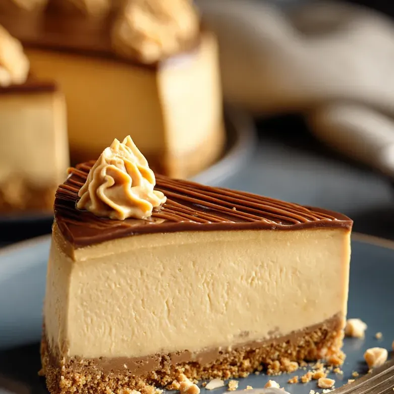 Una rebanada de cheesecake decorada con crema batida encima.