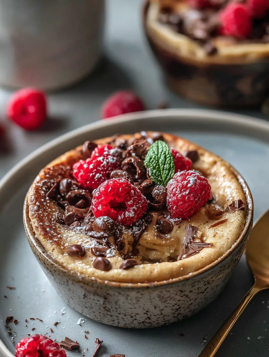 Un bowl con postre de chocolate y frambuesa.