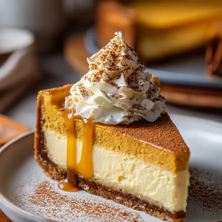 Porción de tarta de queso y crema encima.