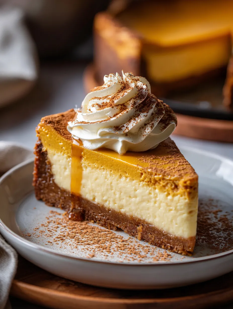 Una rebanada de cheesecake con crema batida encima.