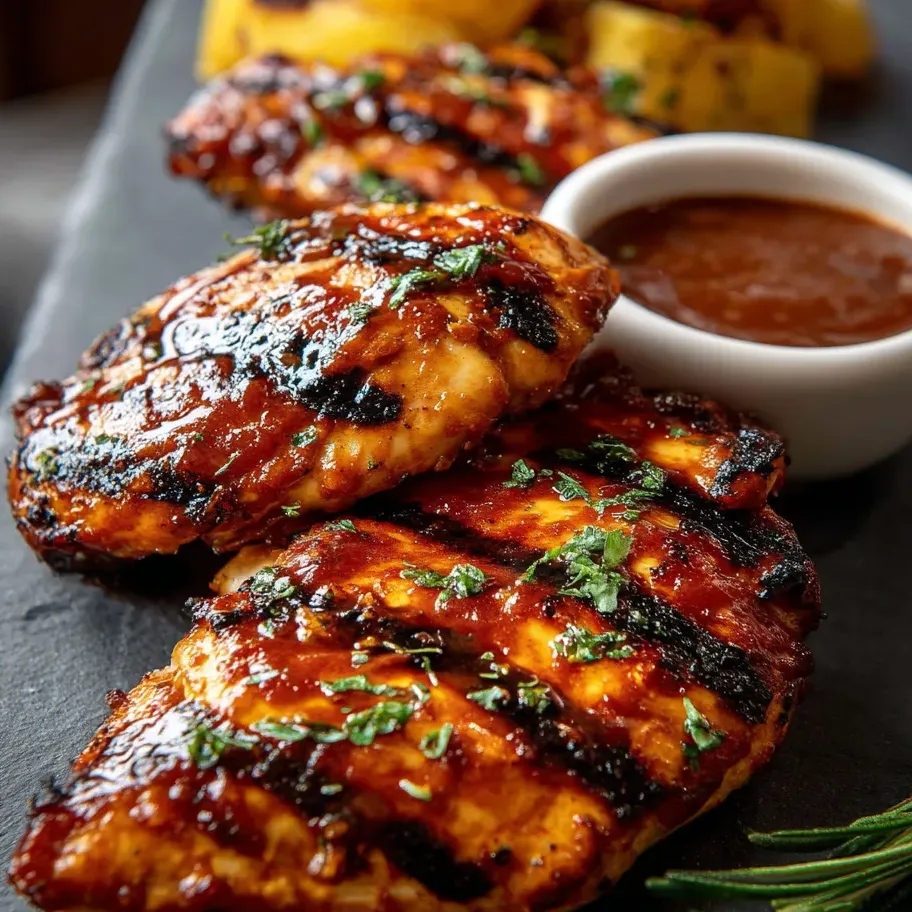 Pollo con salsa en un plato.