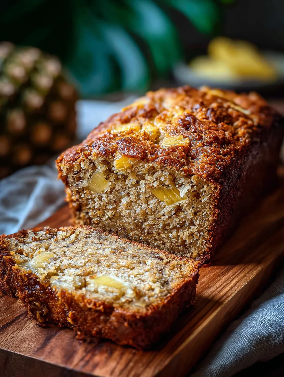 Rebanada de pan con piña encima.
