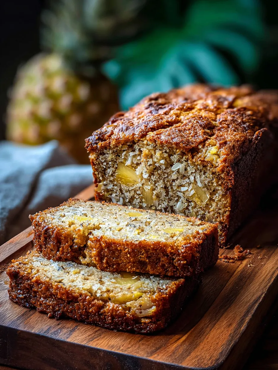 Rebanada de pan con piña encima.