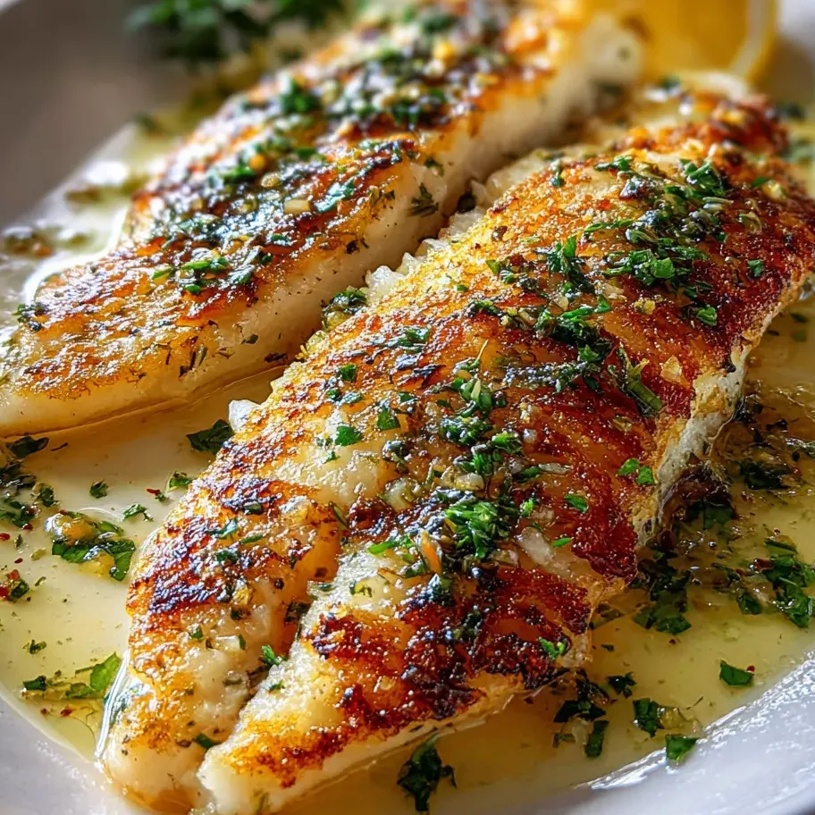 Dos porciones de pescado con limón y hierbas.