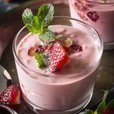 Un vaso de sopa fría de fresas y yogur.