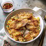 Un bol de pollo con queso parmesano.