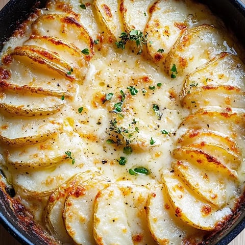 Un primer plano de un delicioso gratinado de papas.