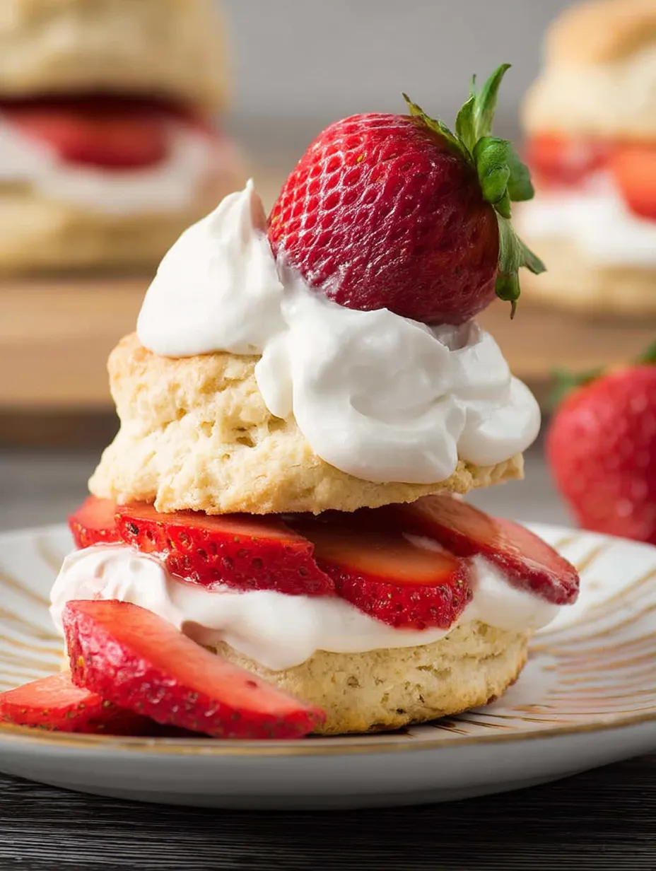 Un montón de pastelillos con fresas y crema.