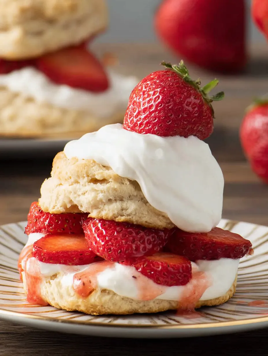 Un montón de pastelillos con fresas y crema batida.