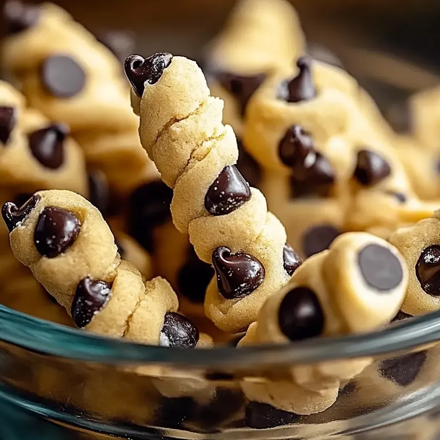 Un bol de tiras de masa con chispas de chocolate.