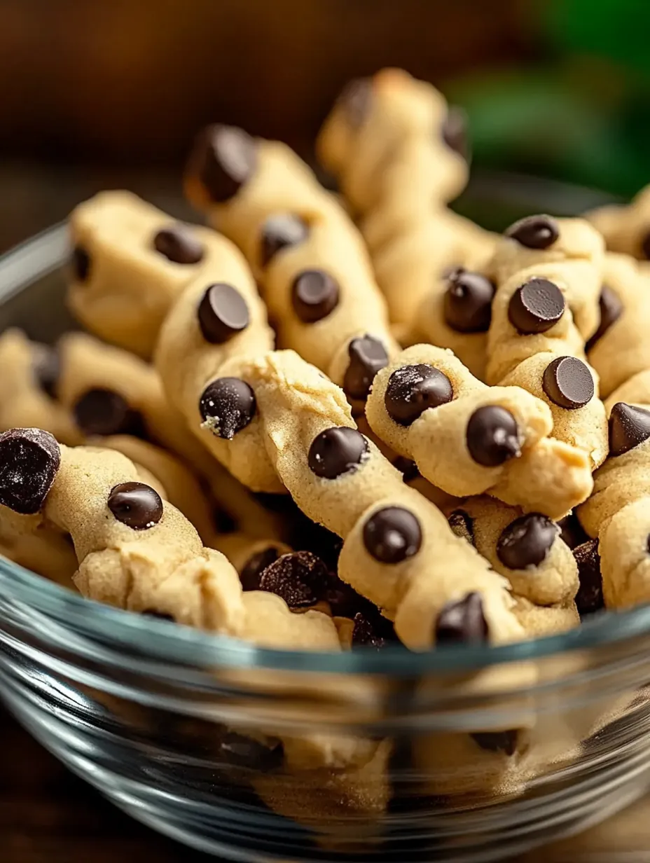 Un tazón con trenzas de masa con chispas de chocolate.
