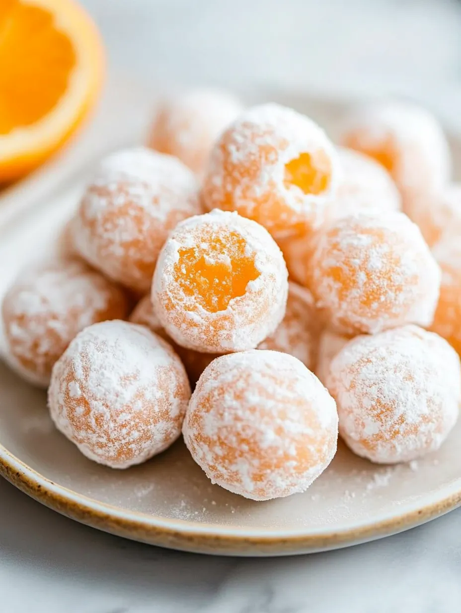 Un plato con trufas de crema de naranja.