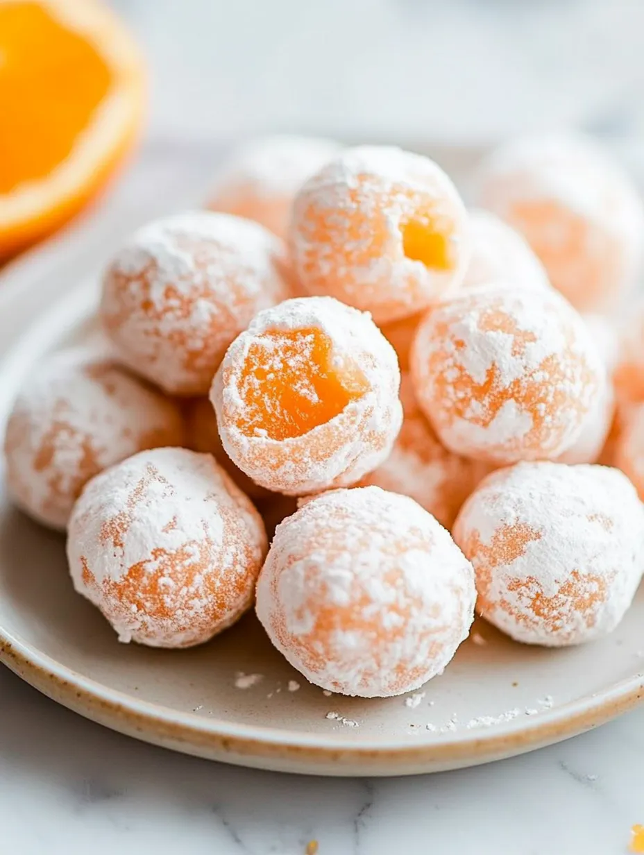 Un plato con trufas de crema de naranja.