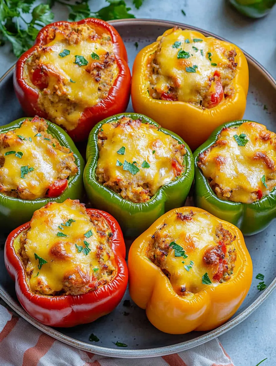 Un plato de pimientos rellenos.