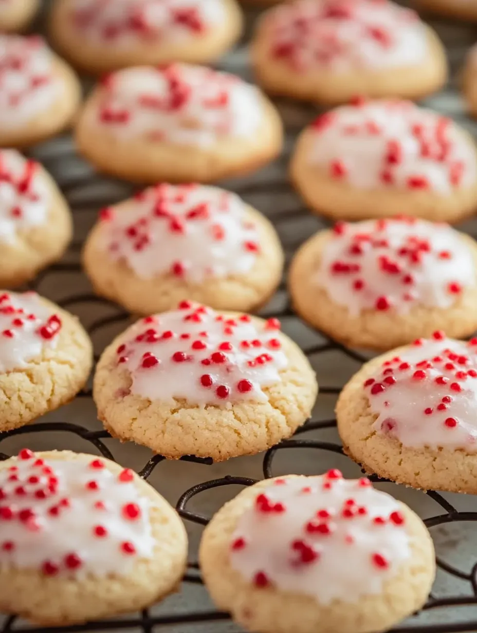 Una bandeja de galletas de almendra y cereza.