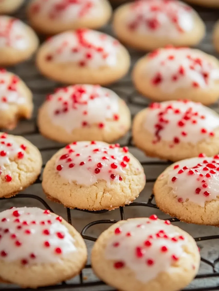 Galletas de almendra y cereza en una rejilla de enfriamiento.