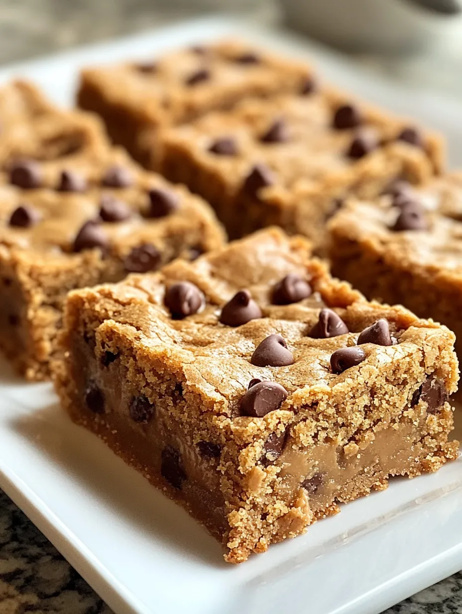 Un plato con barras de galletas de mantequilla de maní.