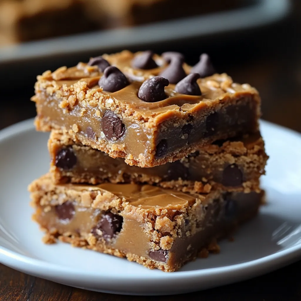 Tres rebanadas de barras de galleta de mantequilla de maní.