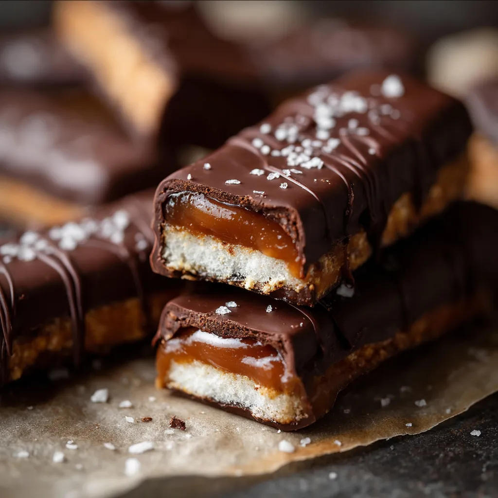 Un primer plano de una barra de chocolate con relleno cremoso blanco.