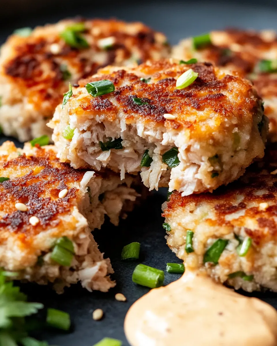Tortitas de atún con mayo en un plato receta.